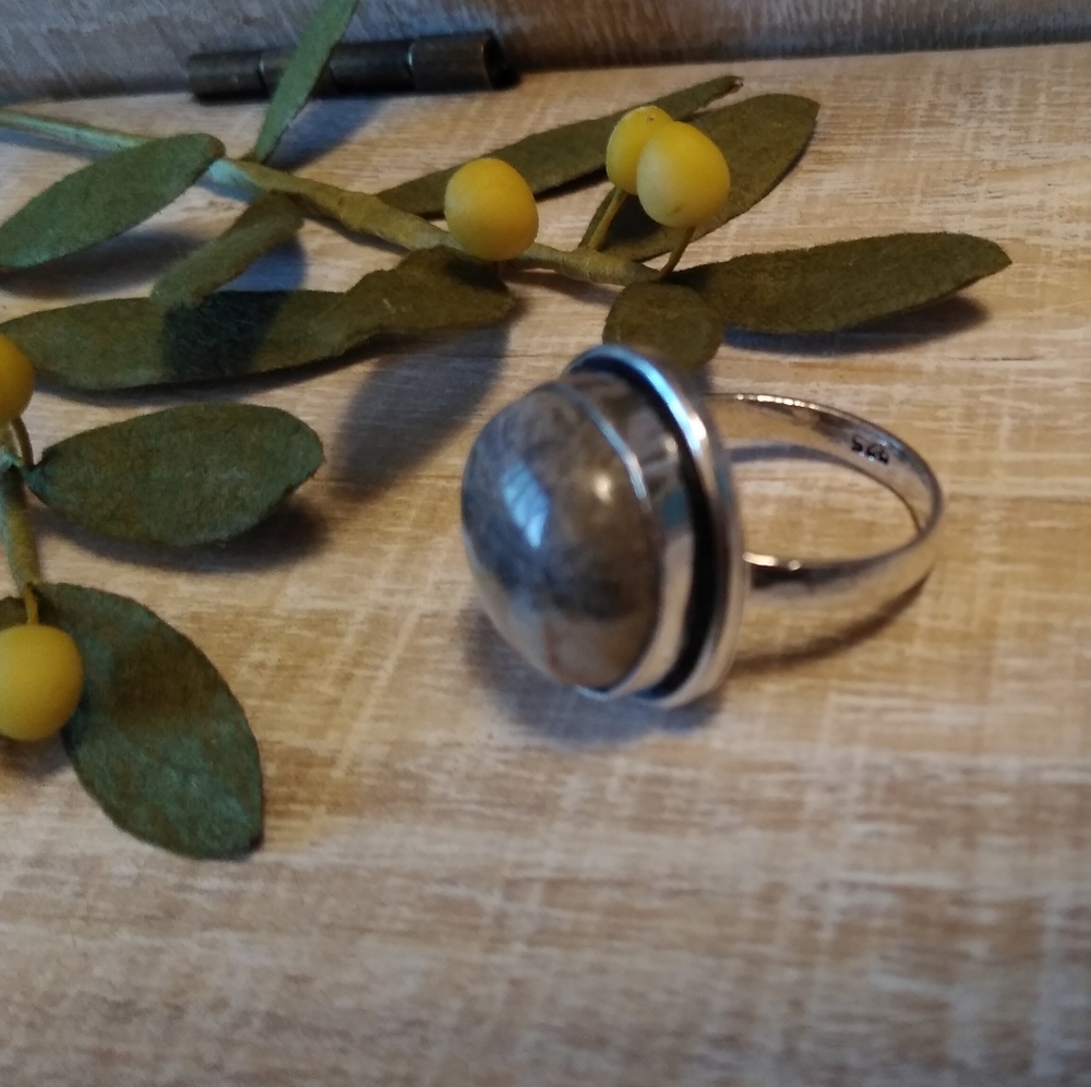OCEAN JASPER SILVER PLATED RING NWOT - Picture 3 of 6